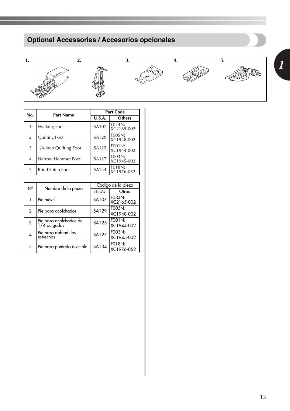 Optional accessories / accesorios opcionales | Brother LS-590 User Manual | Page 14 / 82