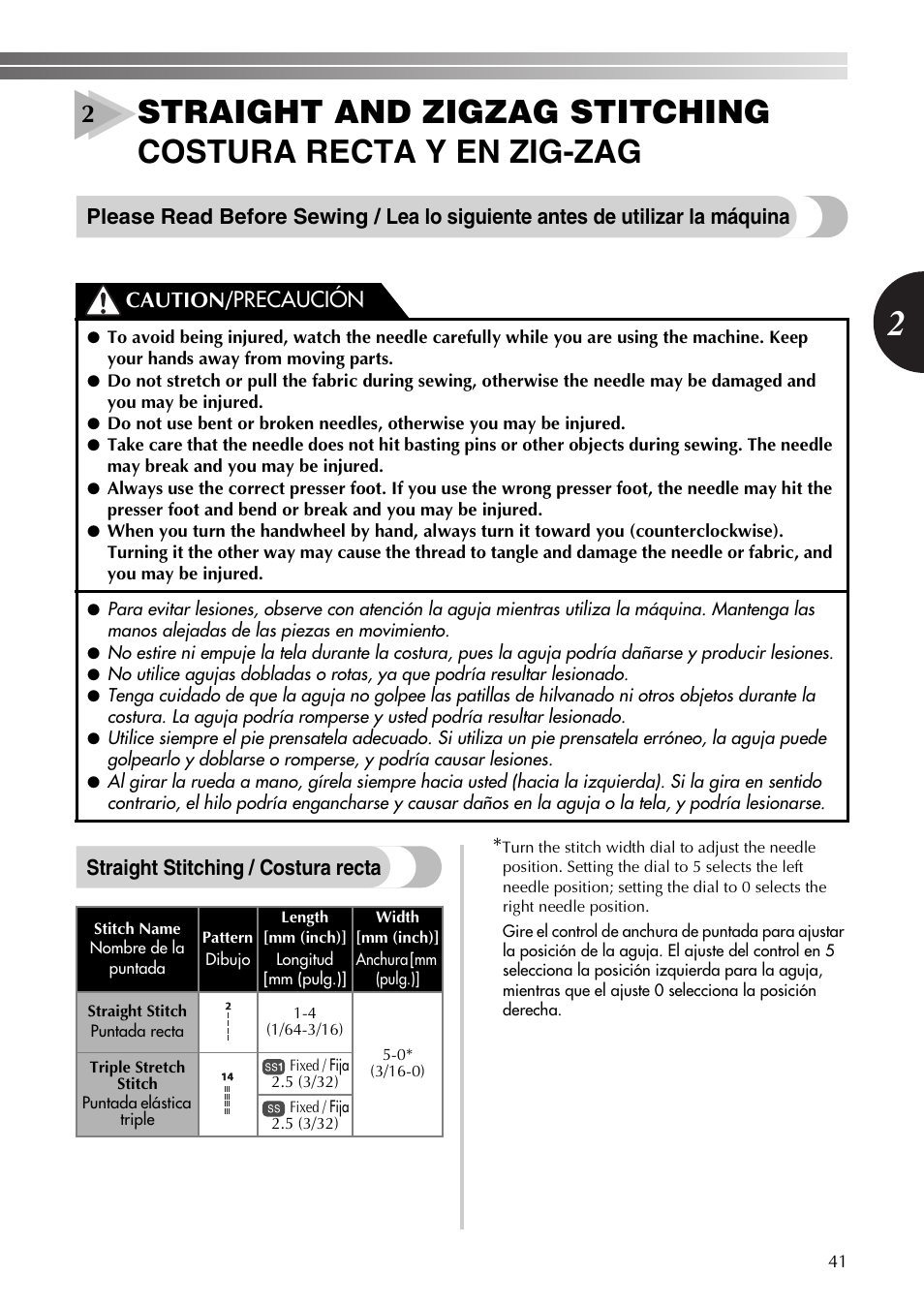 Caution/ precaución | Brother LS-590 User Manual | Page 42 / 82