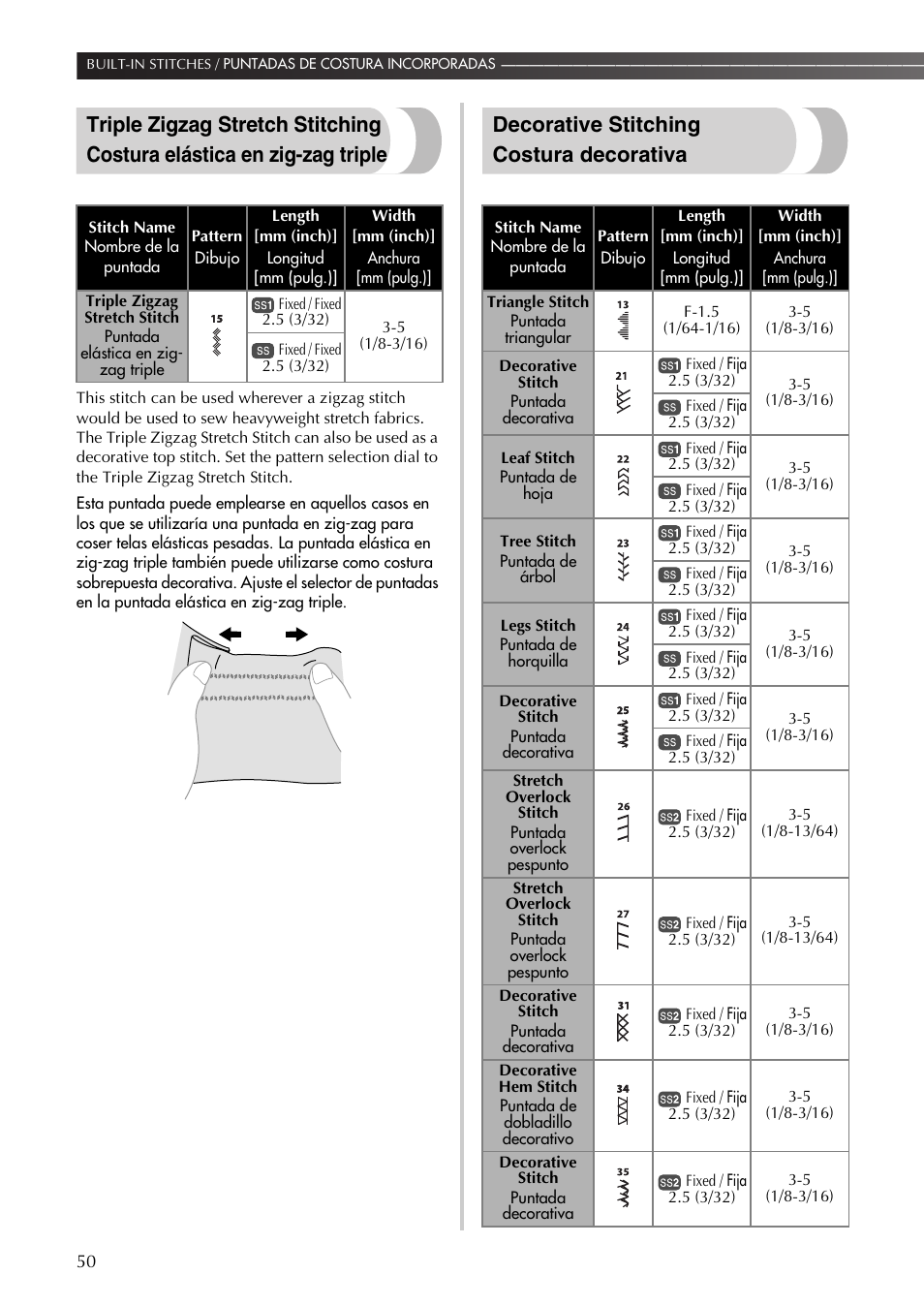 Decorative stitching costura decorativa | Brother LS-590 User Manual | Page 51 / 82