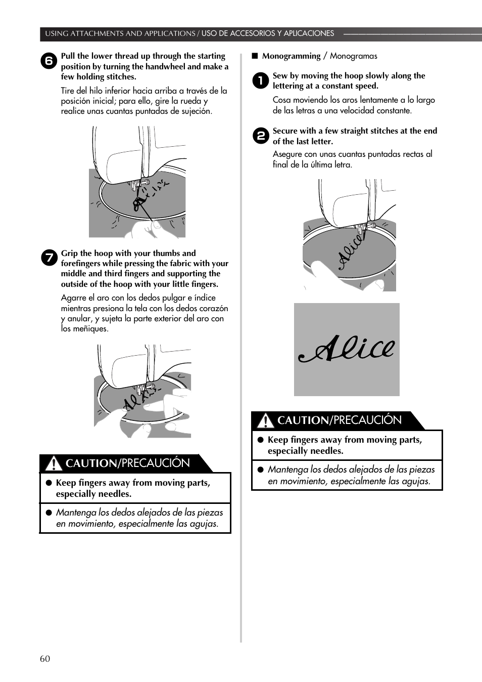 Caution/ precaución | Brother LS-590 User Manual | Page 61 / 82