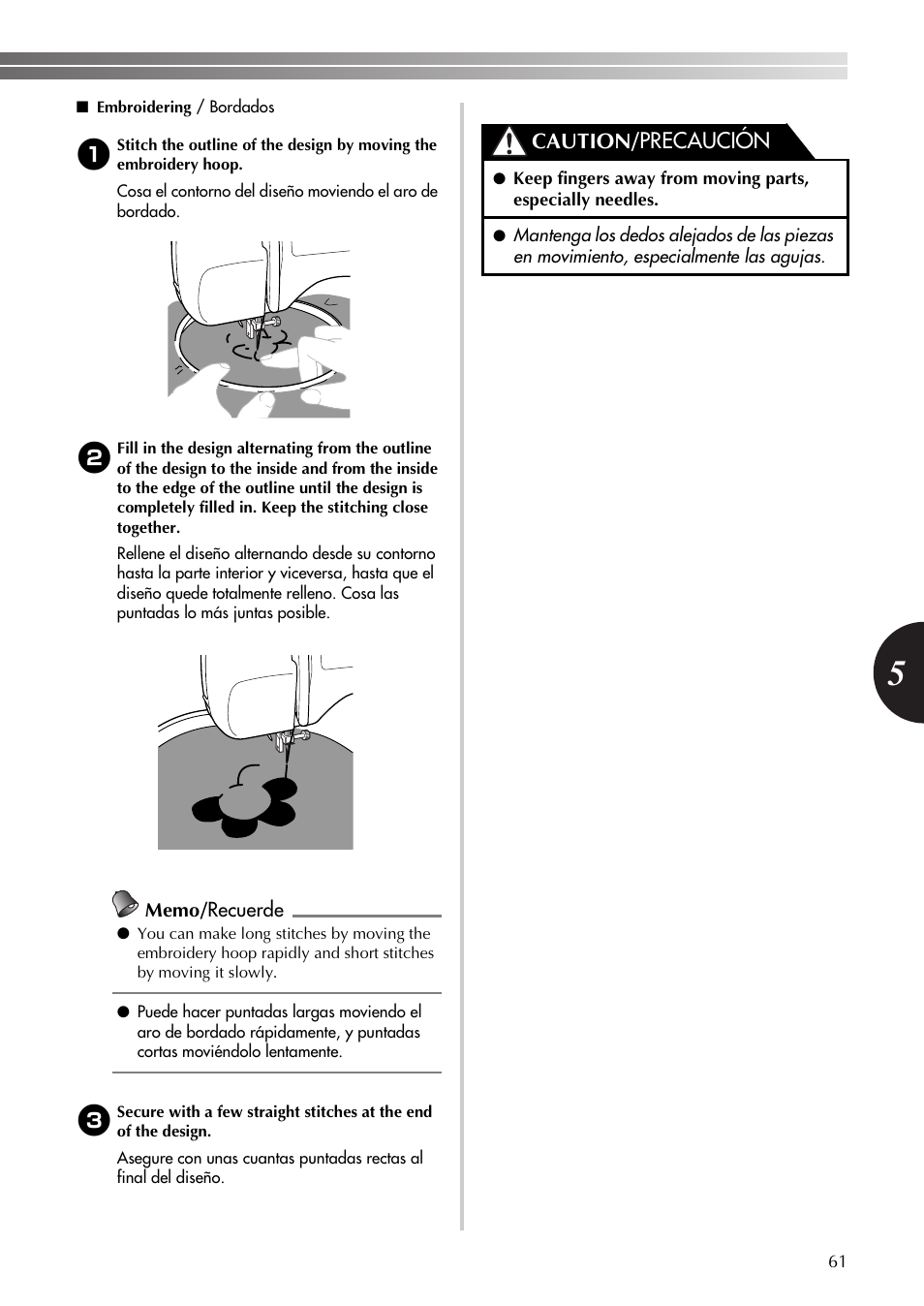 Caution/ precaución | Brother LS-590 User Manual | Page 62 / 82