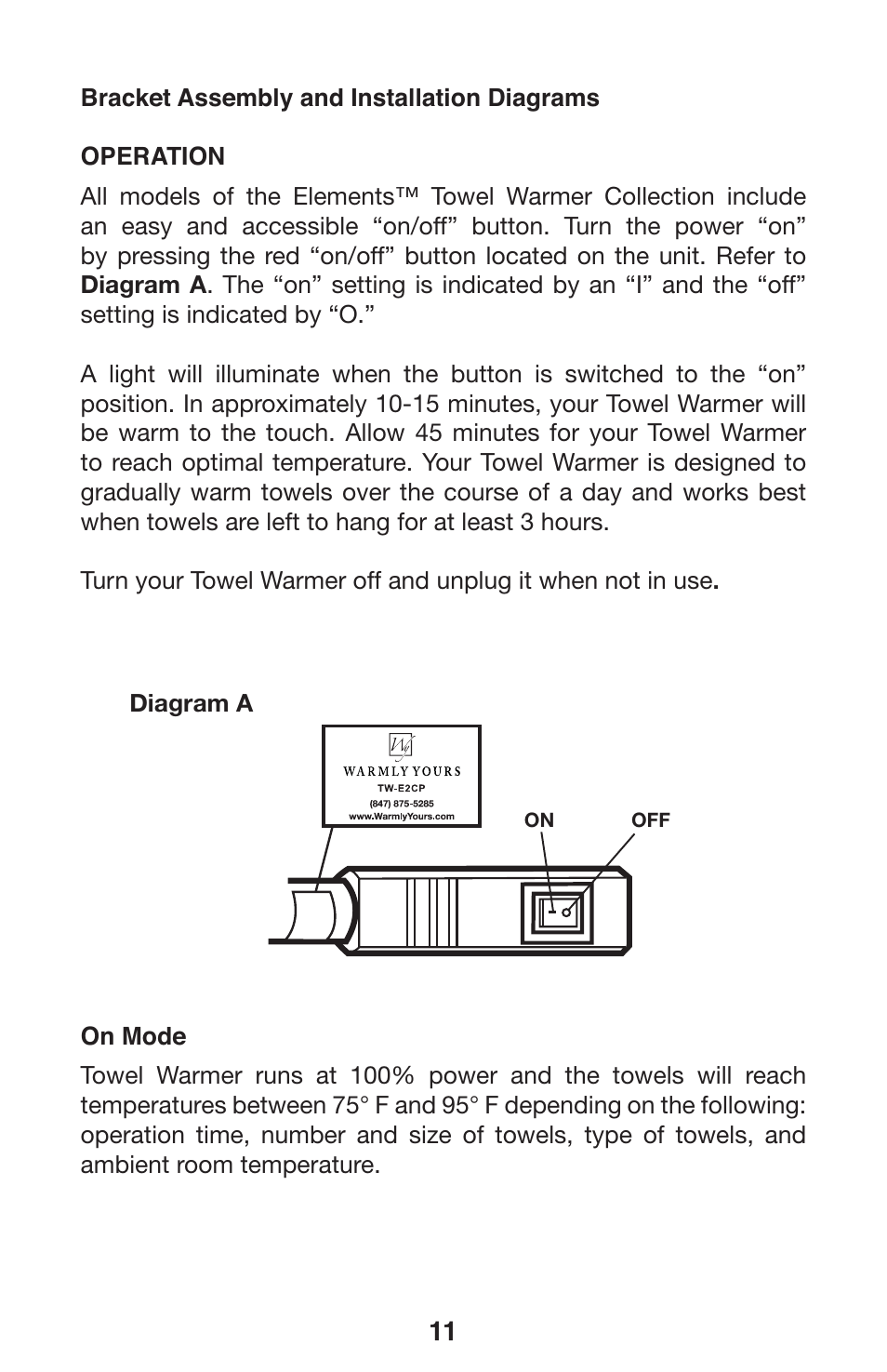 Tw-elements-manual_10196_12 | WarmlyYours Elements WarmlyYours Towel Warmers User Manual | Page 12 / 15