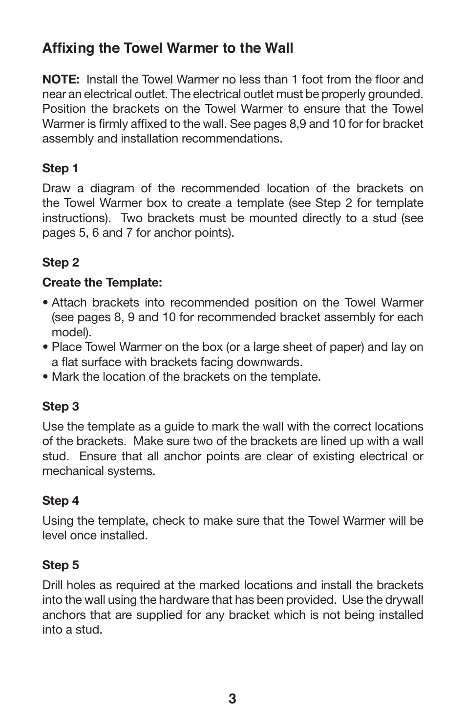 Tw-elements-manual_10196_4 | WarmlyYours Elements WarmlyYours Towel Warmers User Manual | Page 4 / 15