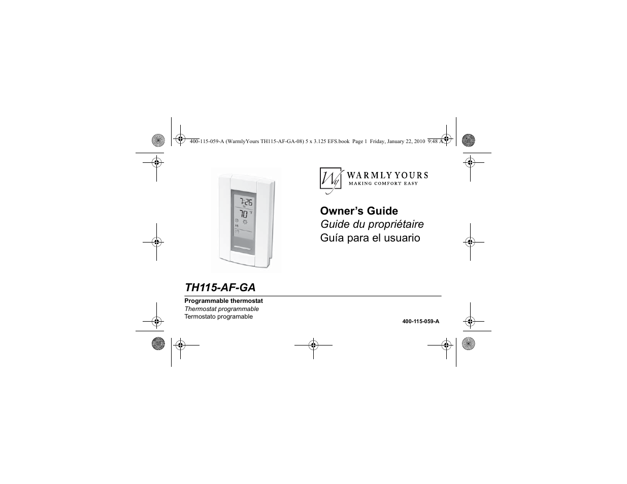 WarmlyYours TH115-AF-GA User Manual | 76 pages