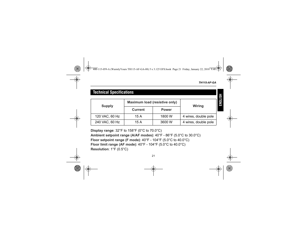 WarmlyYours TH115-AF-GA User Manual | Page 23 / 76