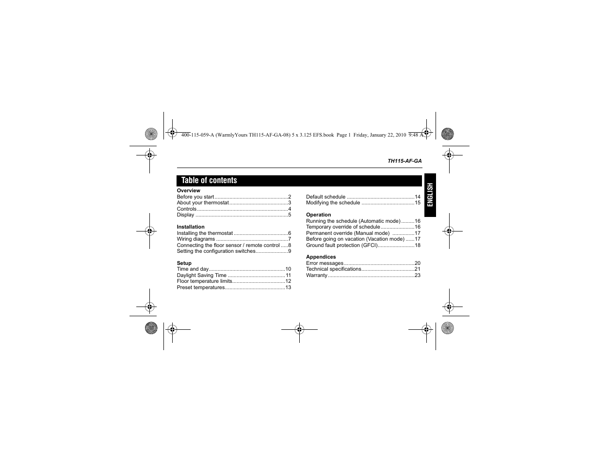 WarmlyYours TH115-AF-GA User Manual | Page 3 / 76