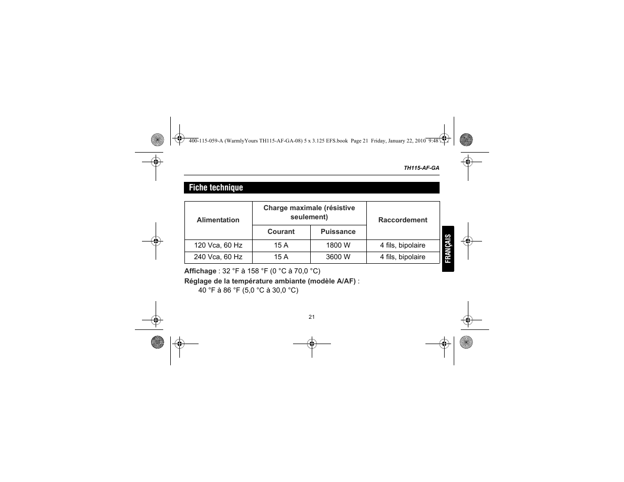 WarmlyYours TH115-AF-GA User Manual | Page 47 / 76