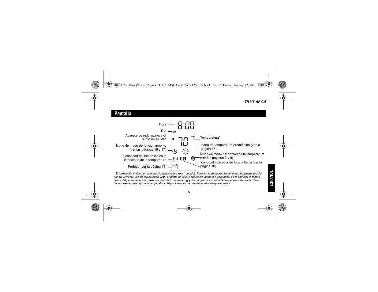 Pantalla | WarmlyYours TH115-AF-GA User Manual | Page 55 / 76