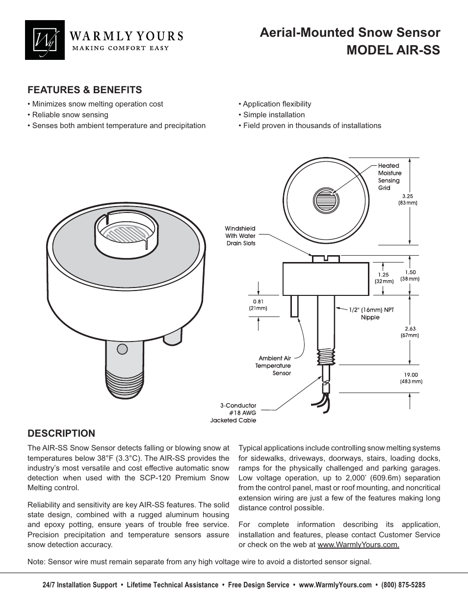 WarmlyYours AIR-SS User Manual | 2 pages