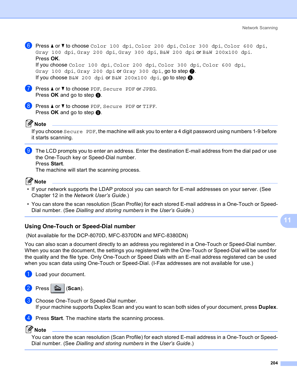 Using one-touch or speed-dial number | Brother MFC 8480DN User Manual | Page 212 / 228