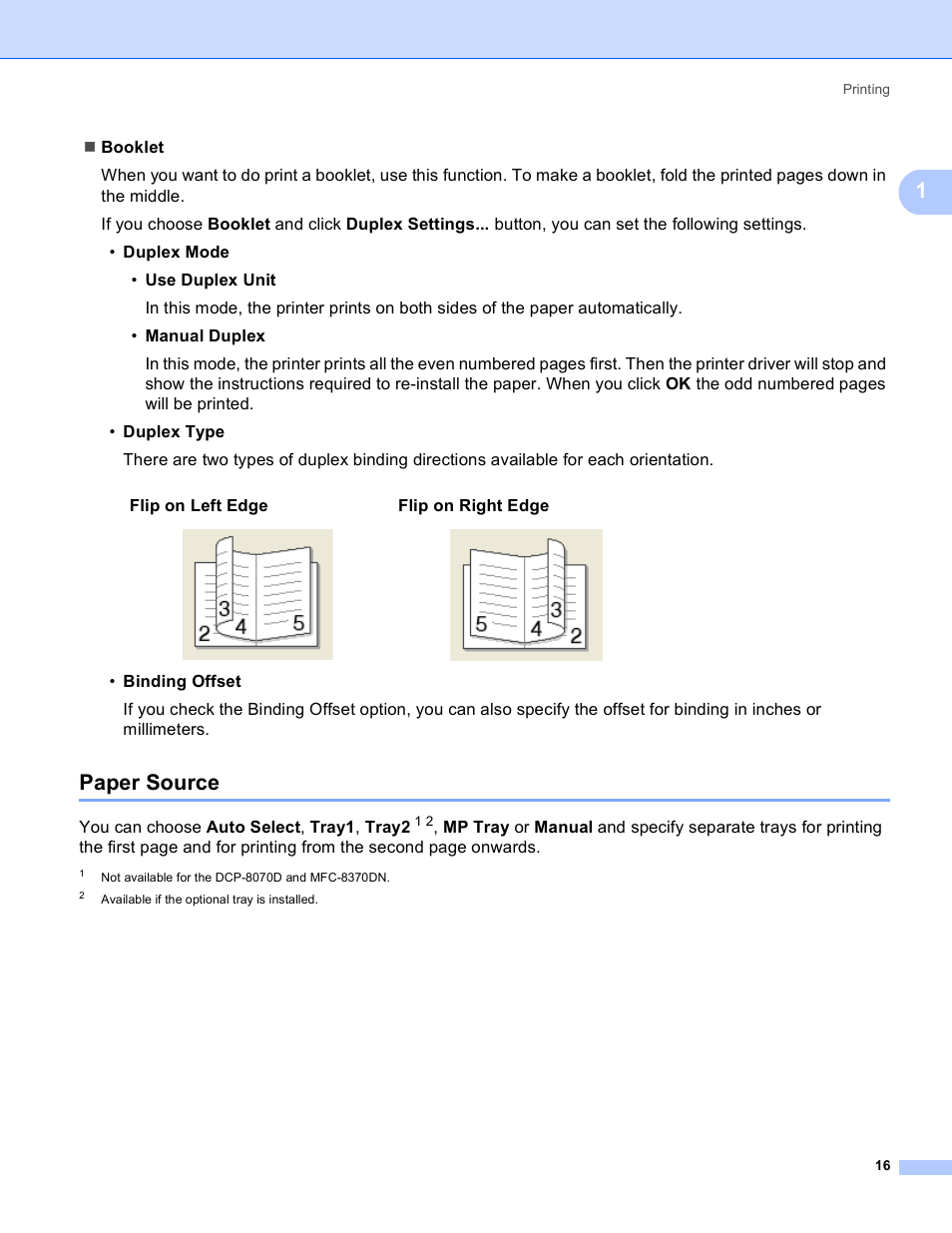 Paper source | Brother MFC 8480DN User Manual | Page 24 / 228