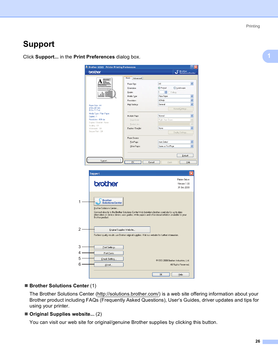 Support | Brother MFC 8480DN User Manual | Page 34 / 228