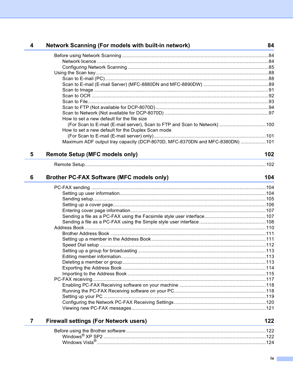 Brother MFC 8480DN User Manual | Page 5 / 228