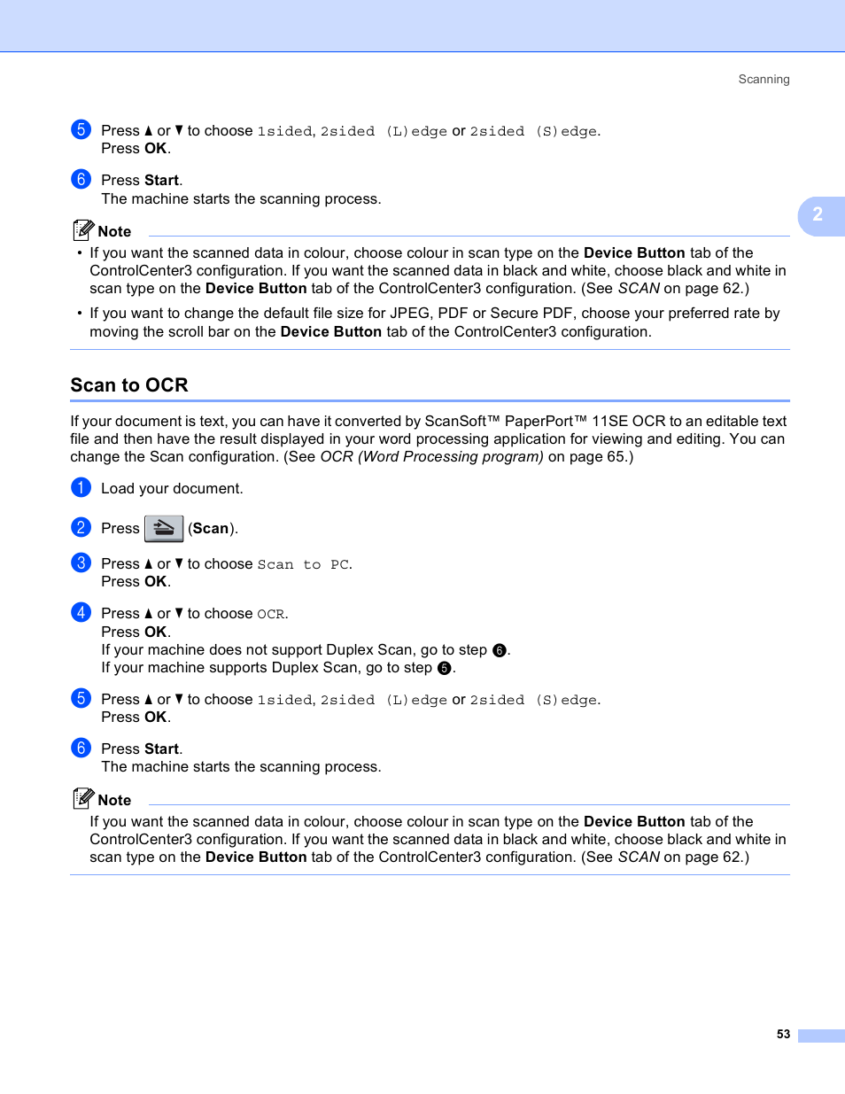 Scan to ocr | Brother MFC 8480DN User Manual | Page 61 / 228