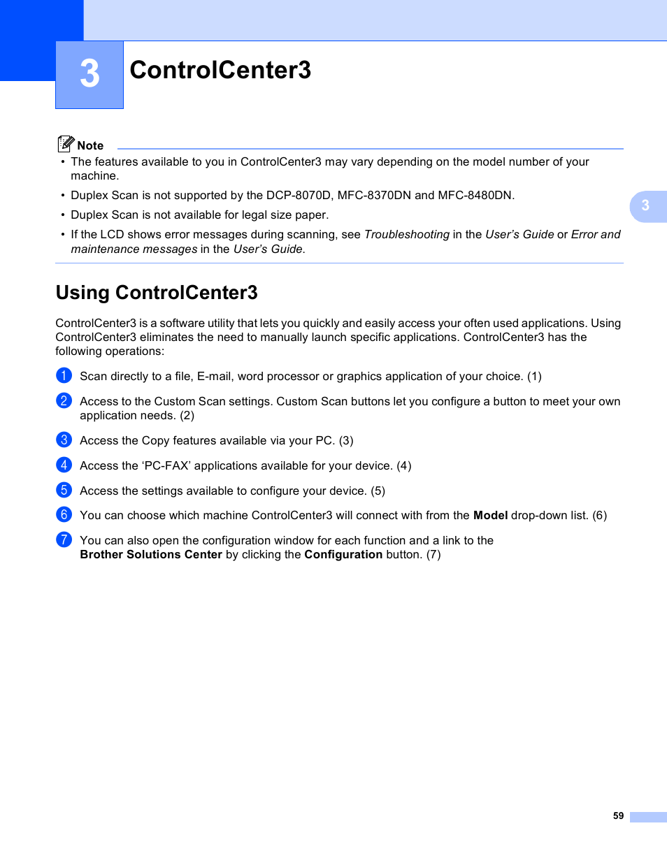 3 controlcenter3, Using controlcenter3, Controlcenter3 | Brother MFC 8480DN User Manual | Page 67 / 228