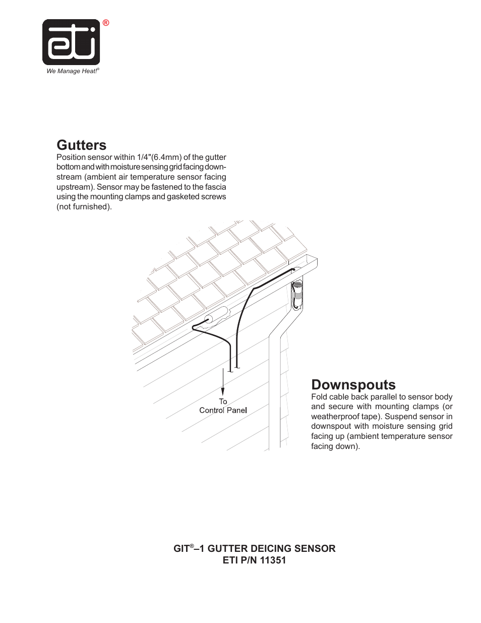 WarmlyYours Gutter Ice Sensor User Manual | 2 pages