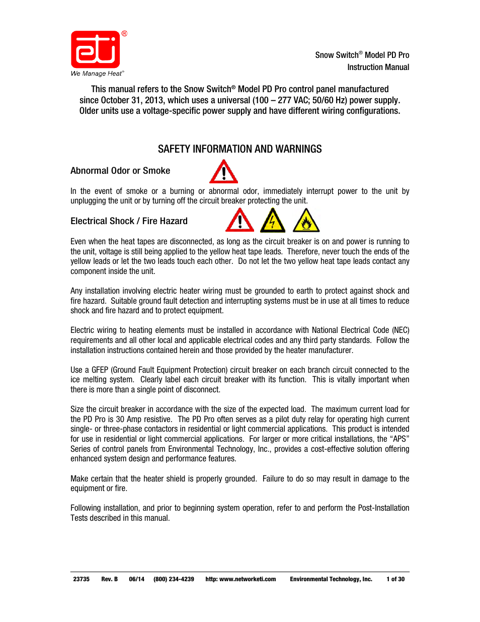 WarmlyYours PD Pro Snow Switch User Manual | 30 pages