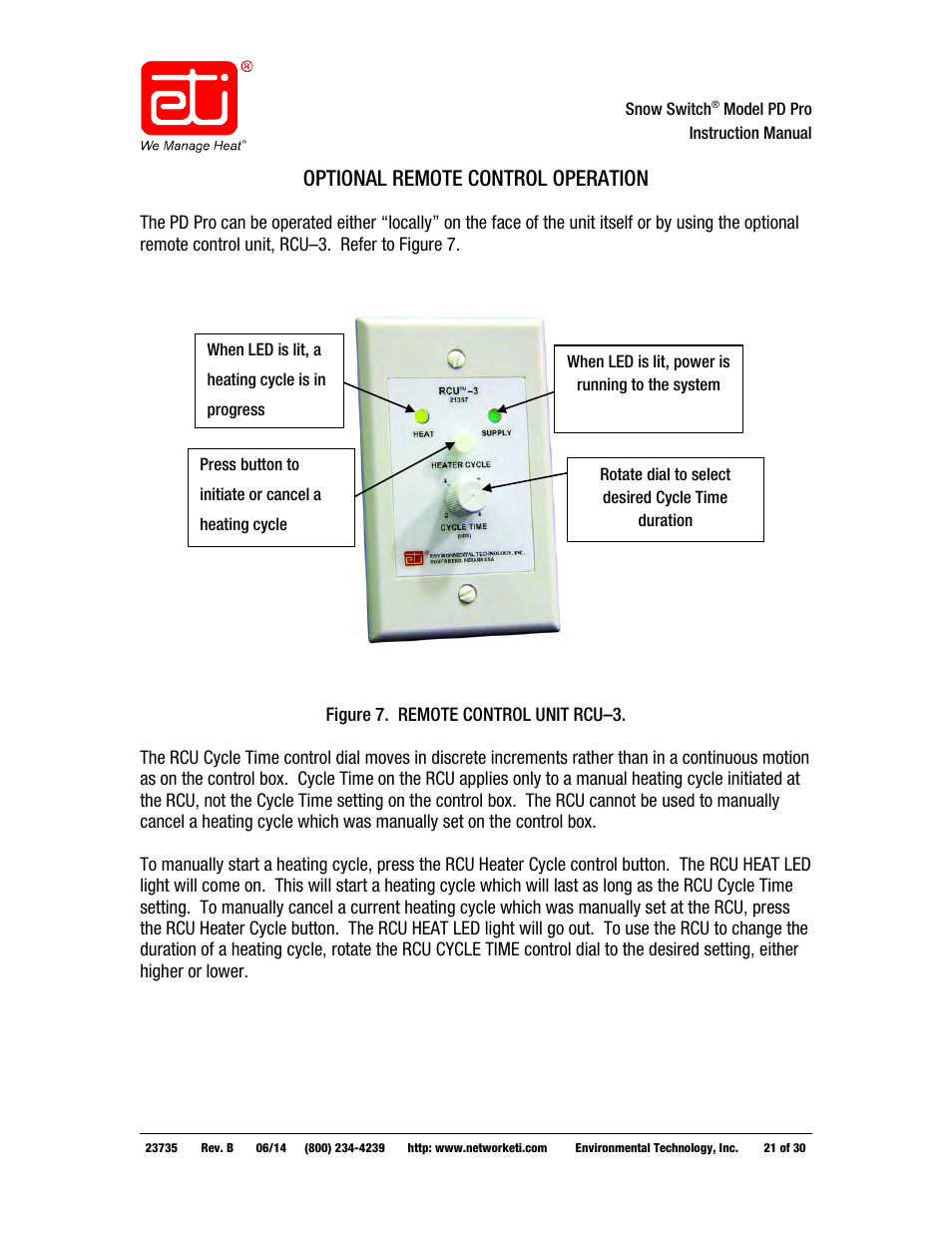 Optional remote control operation | WarmlyYours PD Pro Snow Switch User Manual | Page 21 / 30