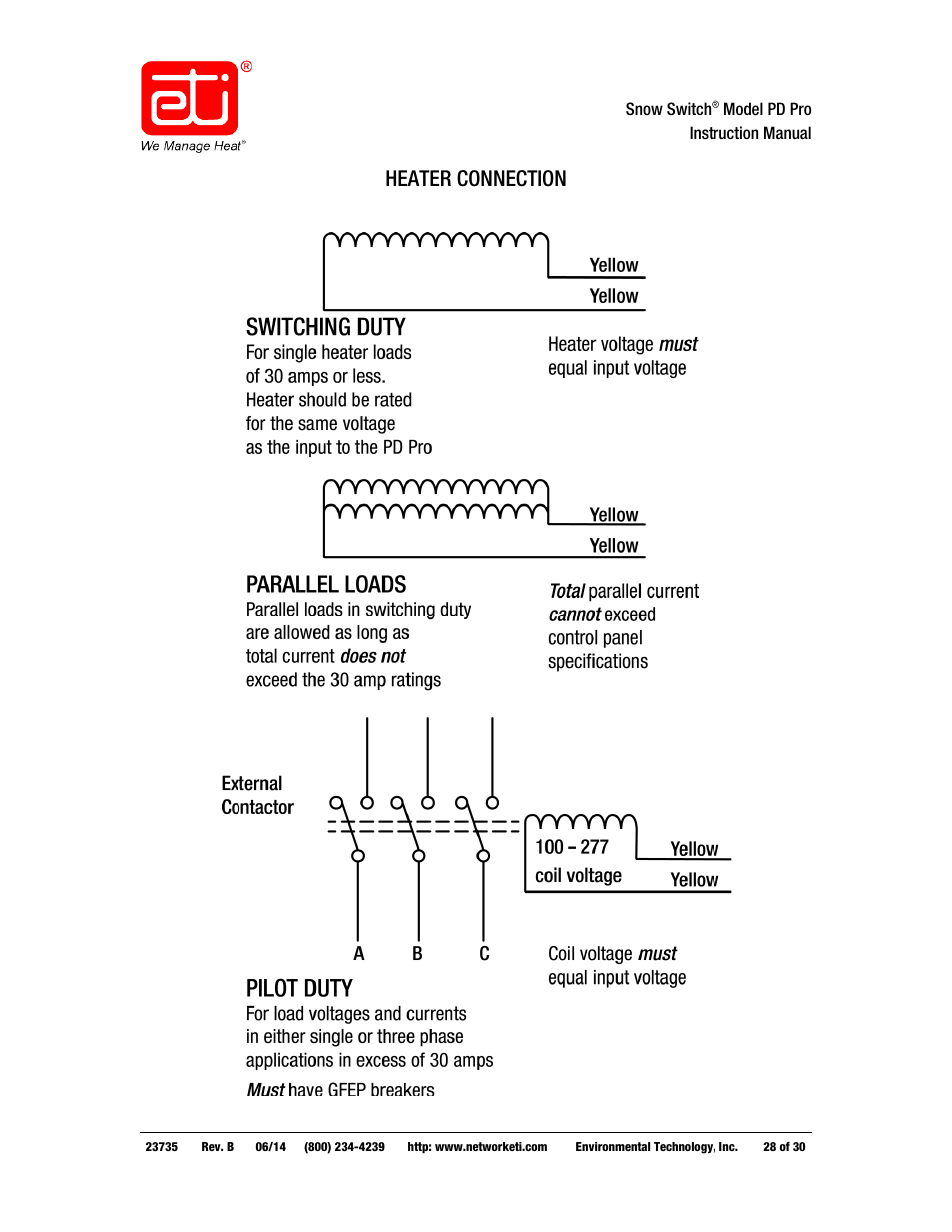 Heater connection | WarmlyYours PD Pro Snow Switch User Manual | Page 28 / 30