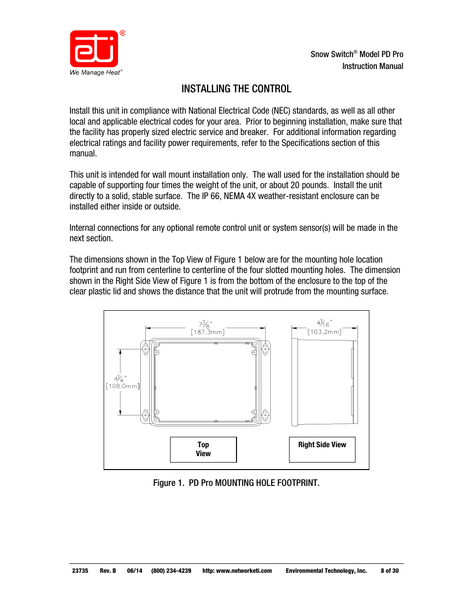 Installing the control | WarmlyYours PD Pro Snow Switch User Manual | Page 8 / 30