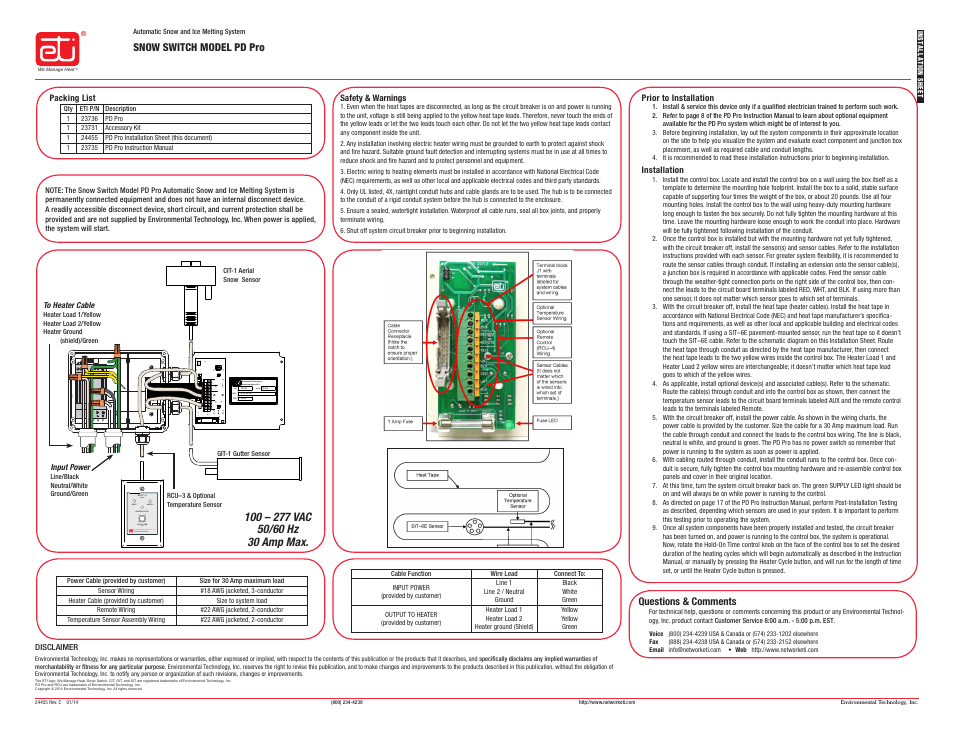 WarmlyYours SCA-120-2SS Snow and Ice Melting Control User Manual | 1 page