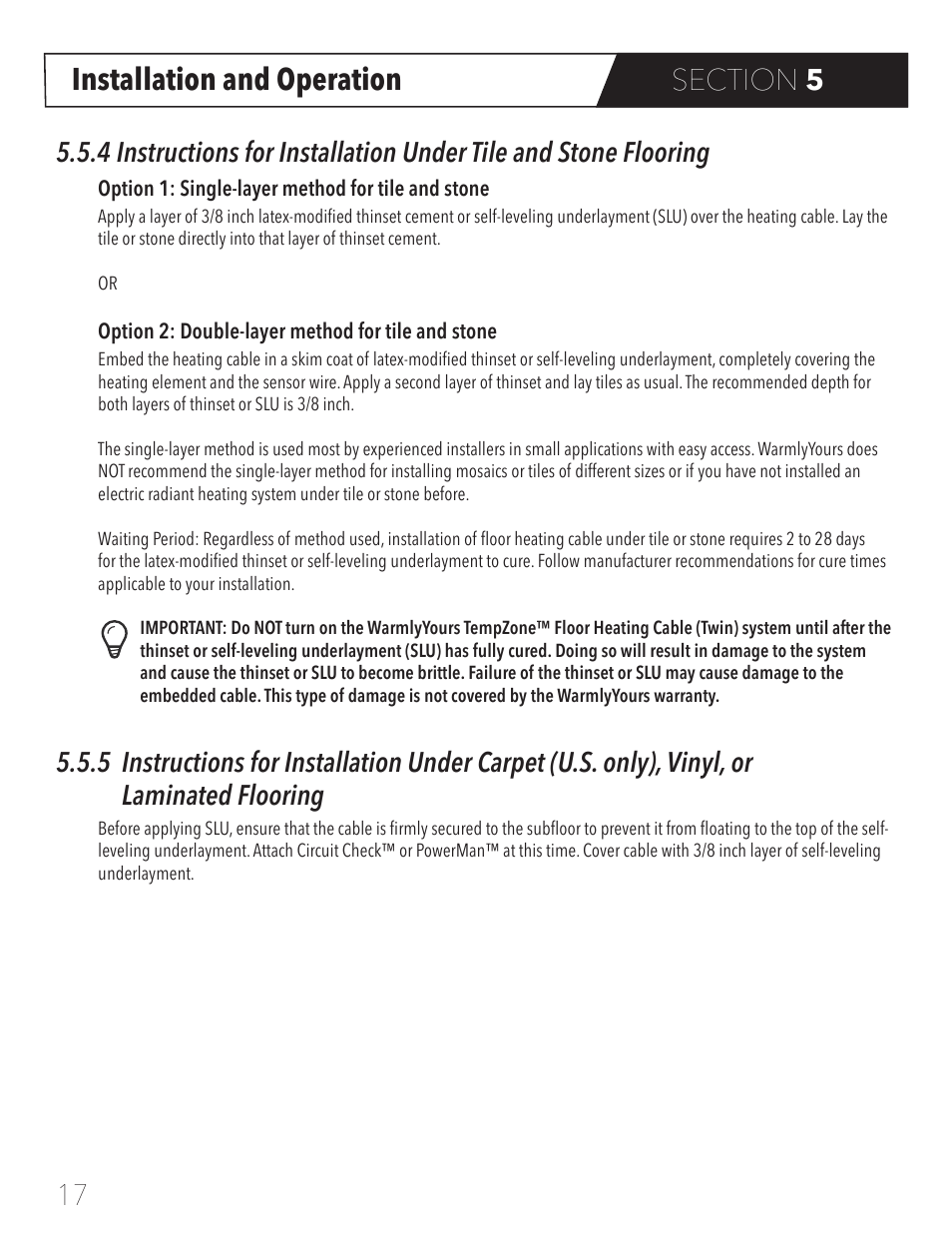 Installation and operation | WarmlyYours TempZone Floor Heating Cable (Twin) User Manual | Page 20 / 32