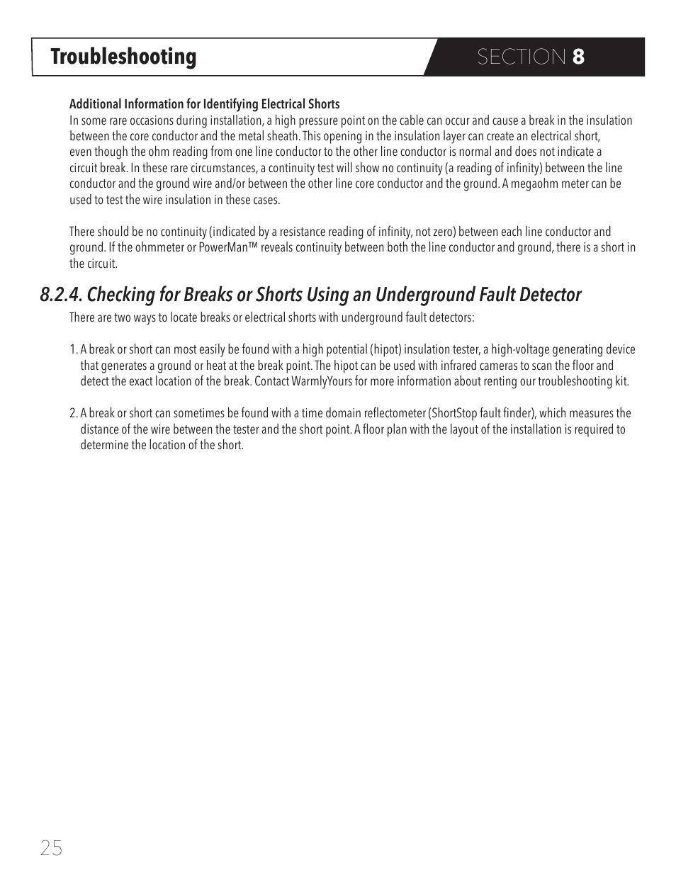 Troubleshooting | WarmlyYours TempZone Floor Heating Cable (Twin) User Manual | Page 28 / 32