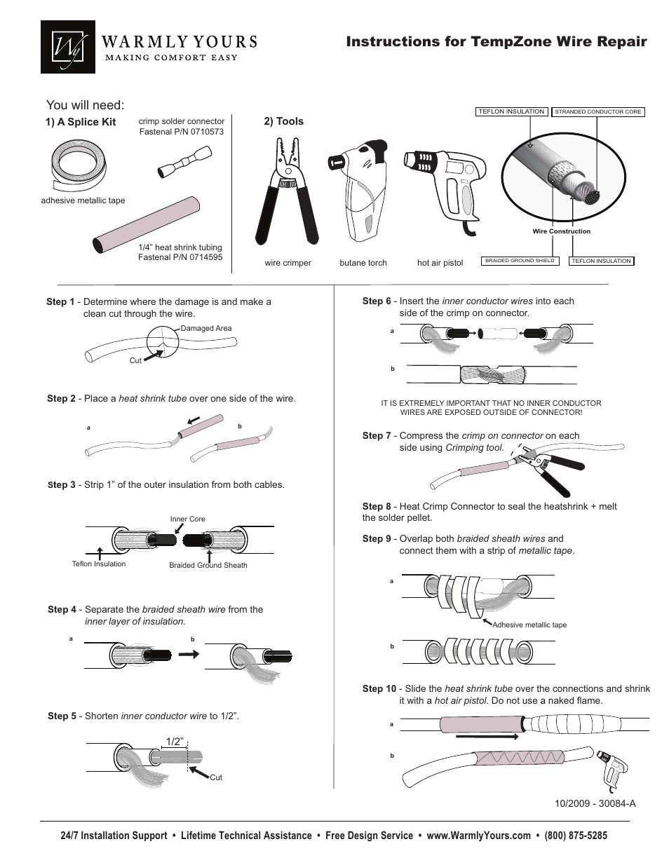 WarmlyYours TempZone Wire Repair User Manual | 1 page