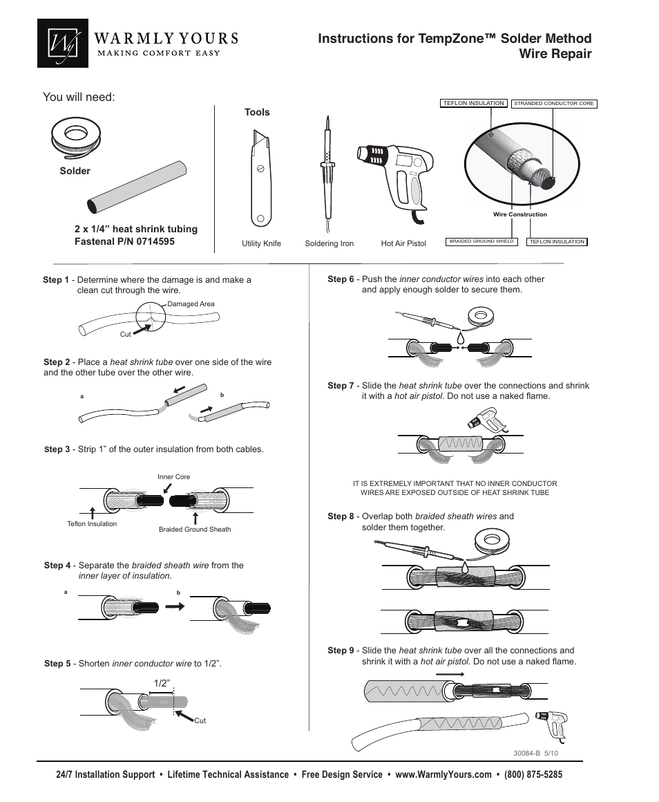 WarmlyYours TempZone Solder Method Wire User Manual | 1 page