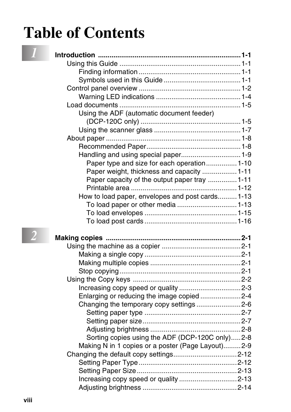 Brother DCP-116C User Manual | Page 10 / 110