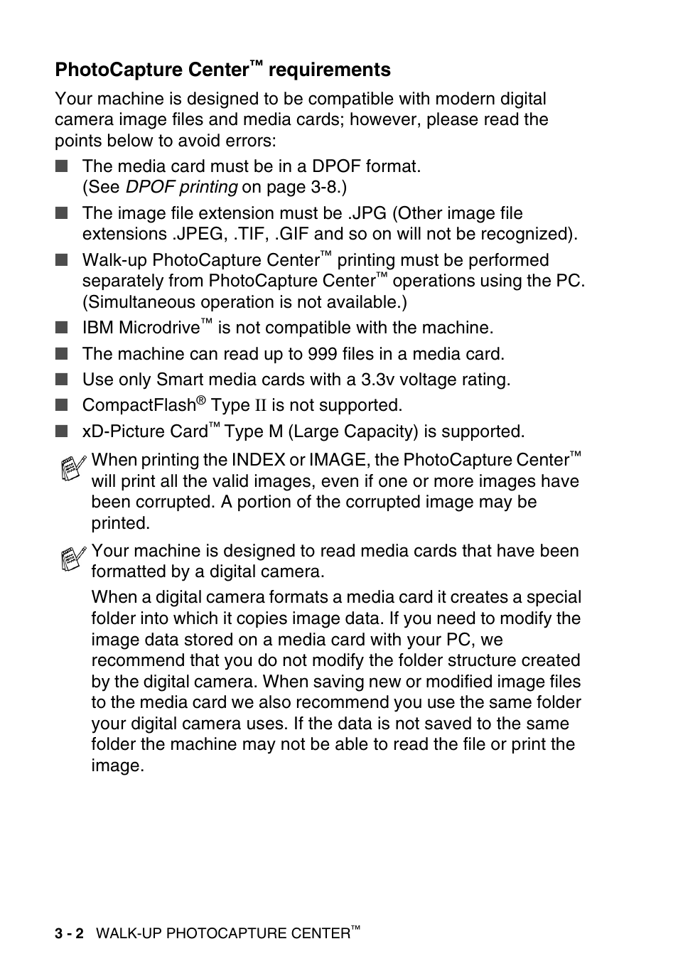 Photocapture center™ requirements, Photocapture center, Requirements -2 | Requirements | Brother DCP-116C User Manual | Page 46 / 110