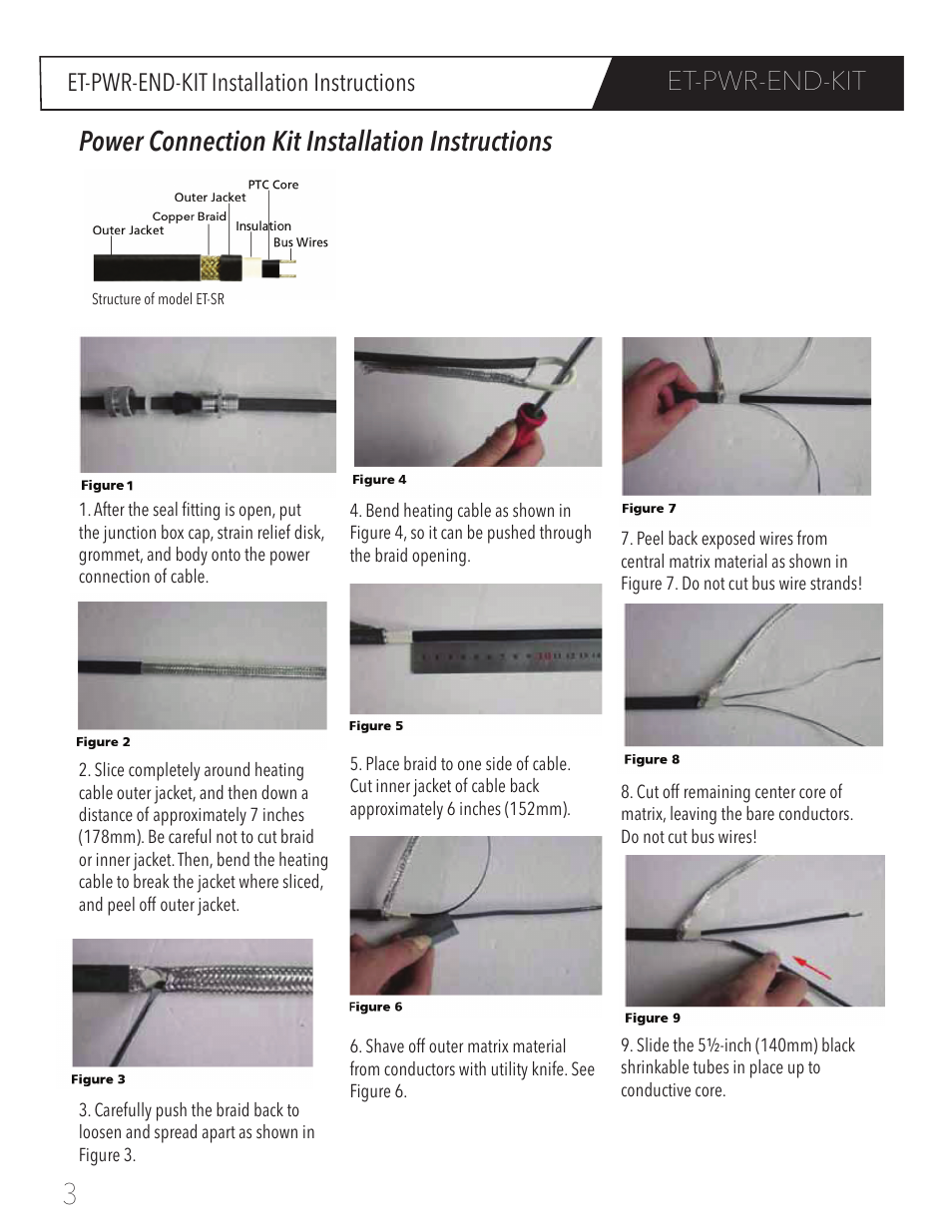 Power connection kit installation instructions, Et-pwr-end-kit, Et-pwr-end-kit installation instructions | WarmlyYours JSR00 User Manual | Page 4 / 8