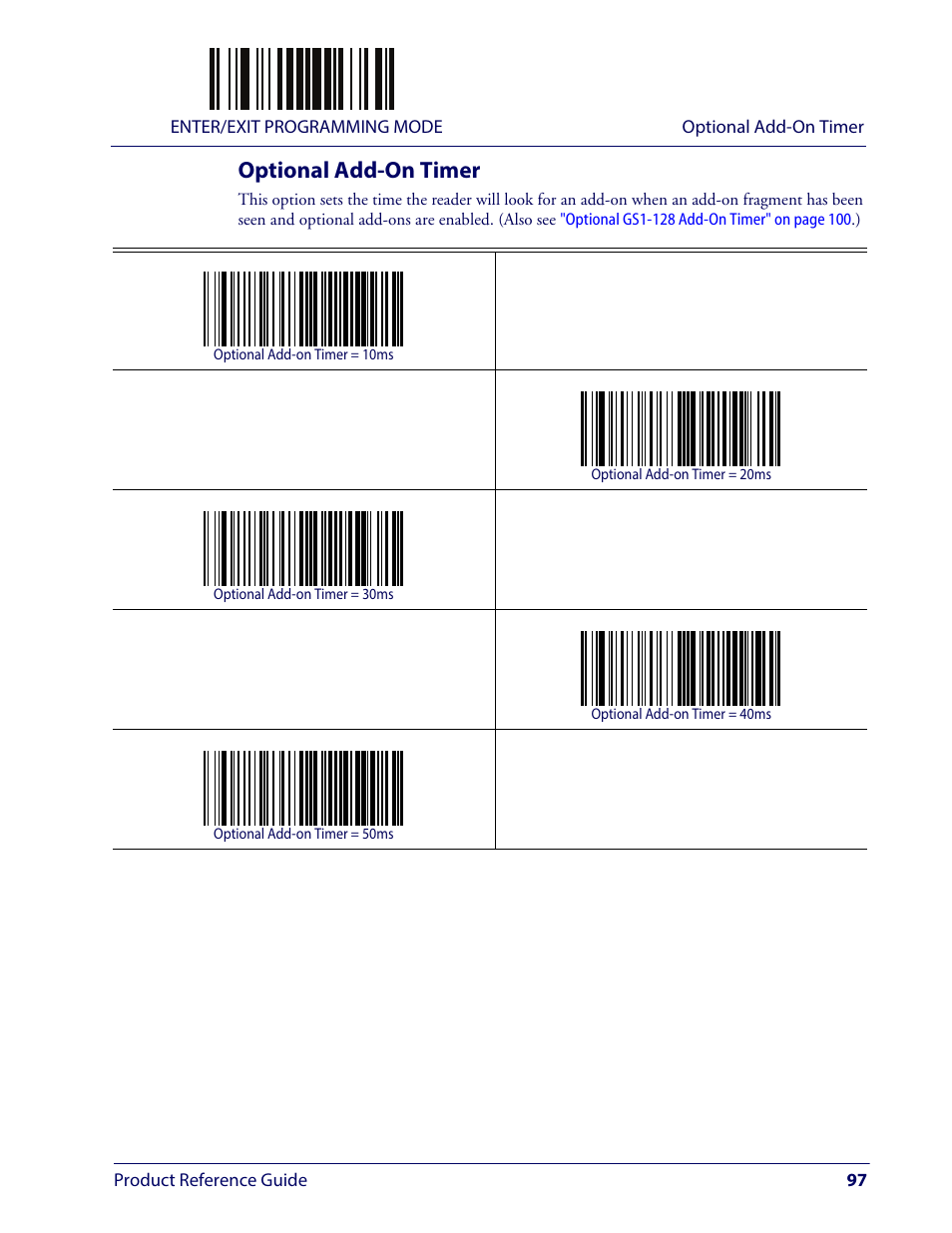 Optional add-on timer | Wasp Barcode WLS9600 Product Reference Guide User Manual | Page 107 / 306