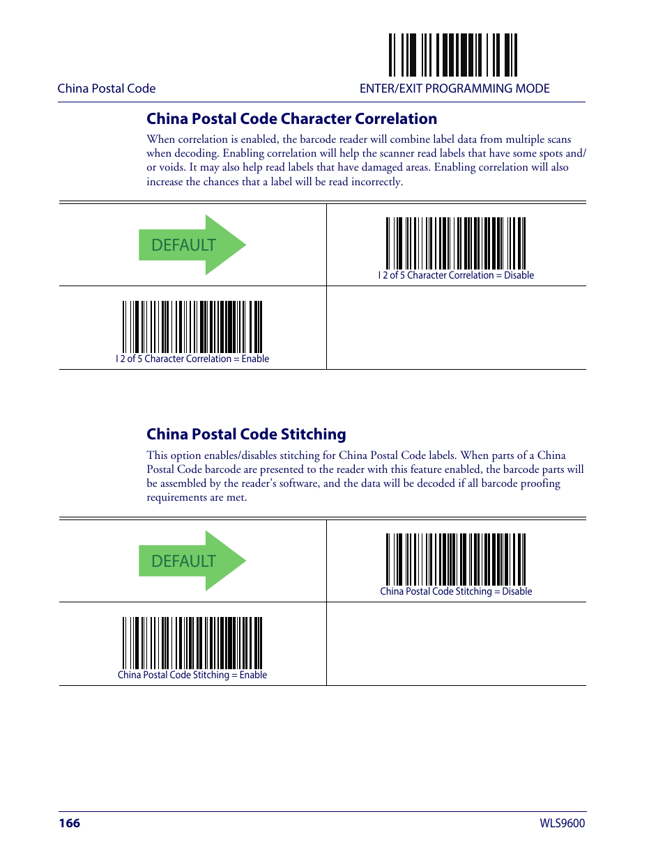 China postal code character correlation, China postal code stitching, Default | Wasp Barcode WLS9600 Product Reference Guide User Manual | Page 176 / 306