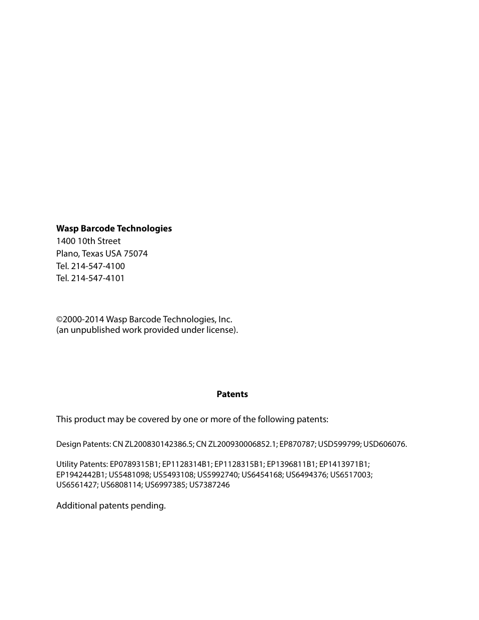 Wasp Barcode WLS9600 Product Reference Guide User Manual | Page 2 / 306