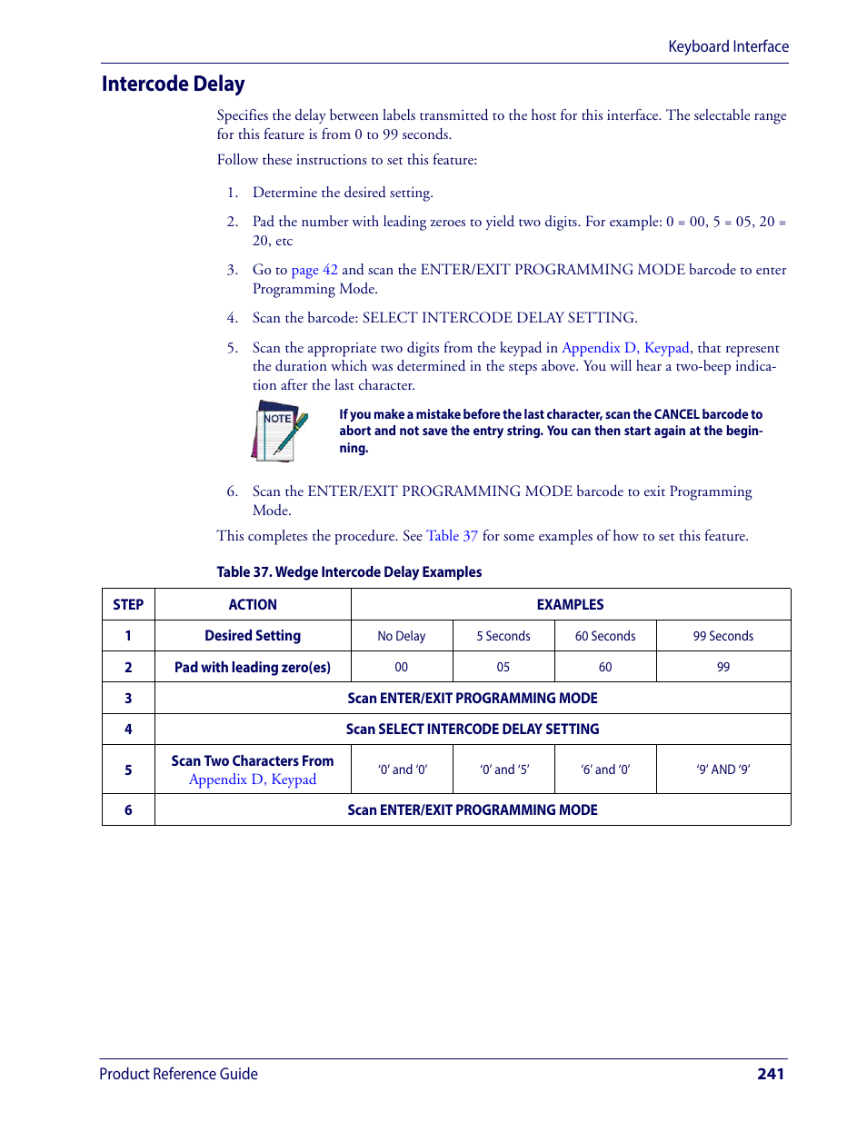 Intercode delay | Wasp Barcode WLS9600 Product Reference Guide User Manual | Page 251 / 306