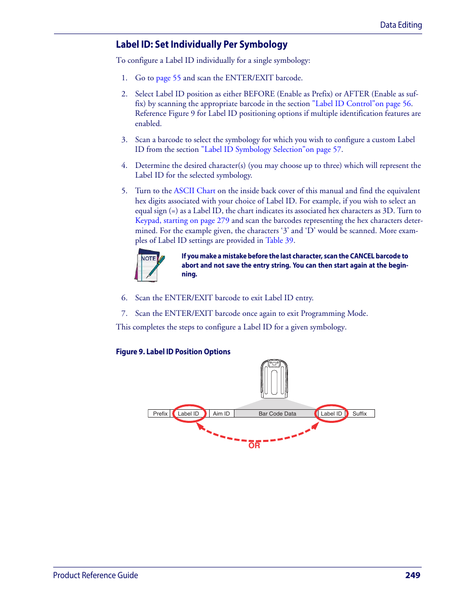 Ogy. see, Label id: set, In “refer | Label id: set individually per symbology | Wasp Barcode WLS9600 Product Reference Guide User Manual | Page 259 / 306