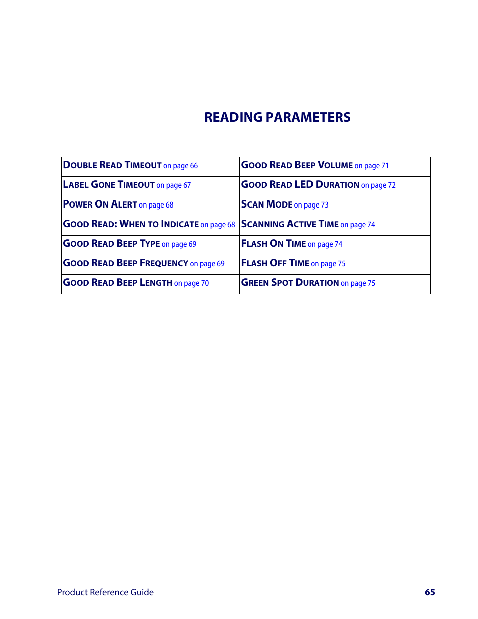 Reading parameters | Wasp Barcode WLS9600 Product Reference Guide User Manual | Page 75 / 306
