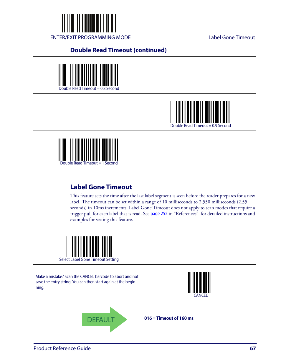Label gone timeout, Abel, Imeout | Default | Wasp Barcode WLS9600 Product Reference Guide User Manual | Page 77 / 306
