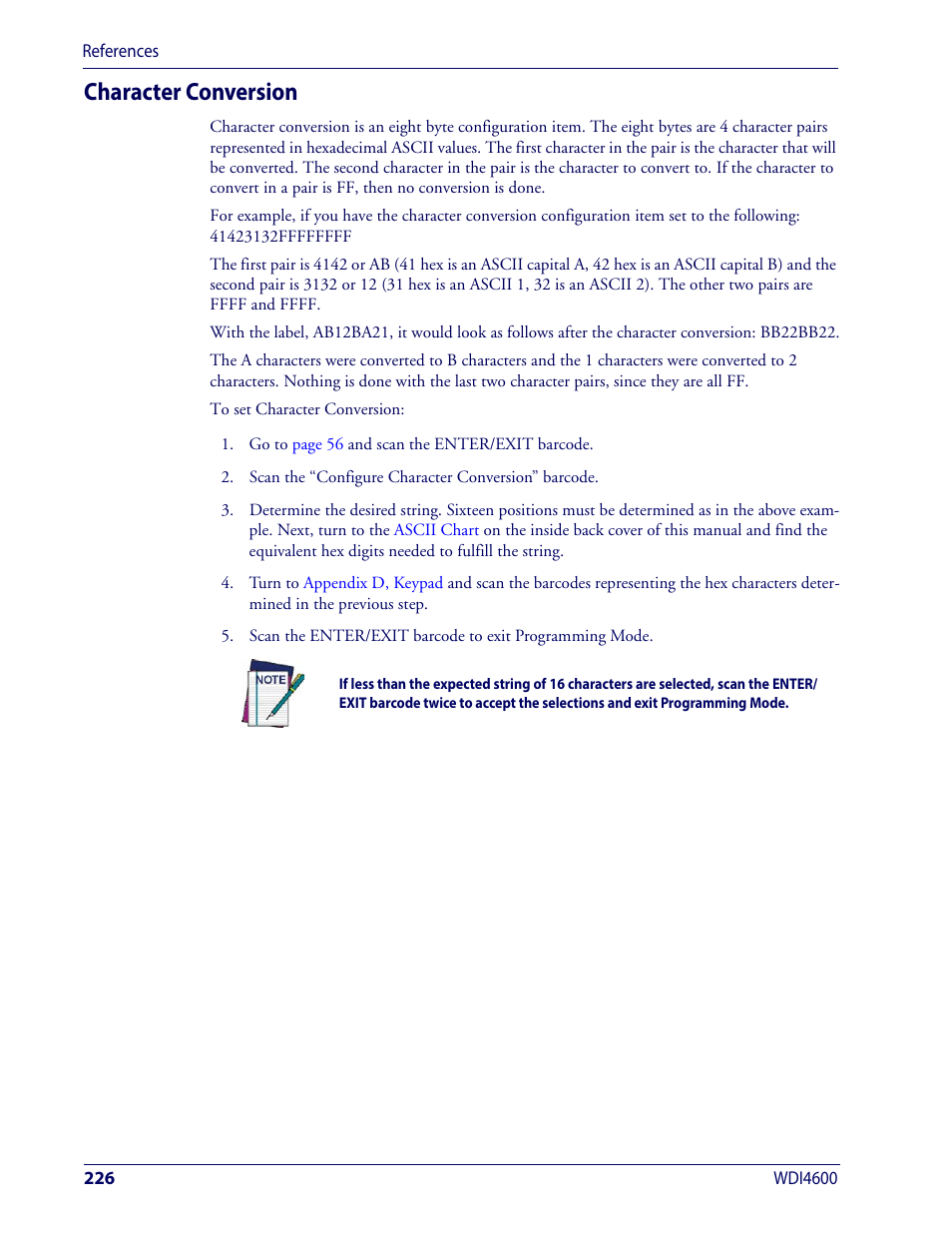 Character conversion | Wasp Barcode WDI4600 2D Product Reference Guide User Manual | Page 236 / 284