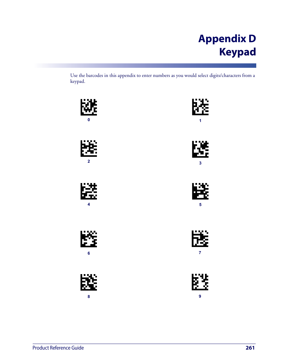 Keypad, E needed, go to, Appendix d, keypad | And scan the, Appendix d, Appendix d keypad, That r, Appendix d, key, Ypad in, That | Wasp Barcode WDI4600 2D Product Reference Guide User Manual | Page 271 / 284