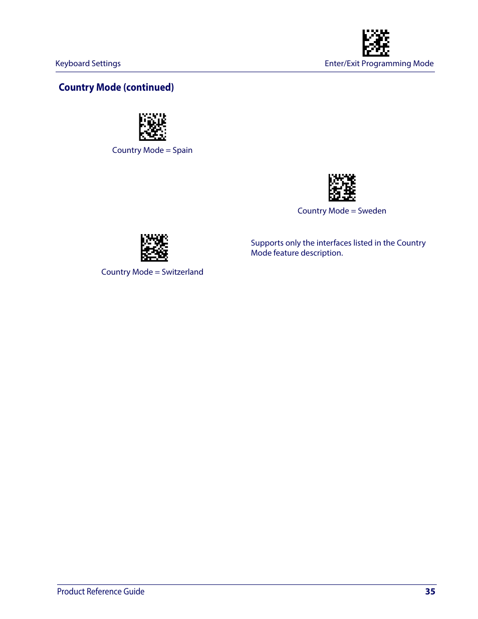 Country mode (continued) | Wasp Barcode WDI4600 2D Product Reference Guide User Manual | Page 45 / 284