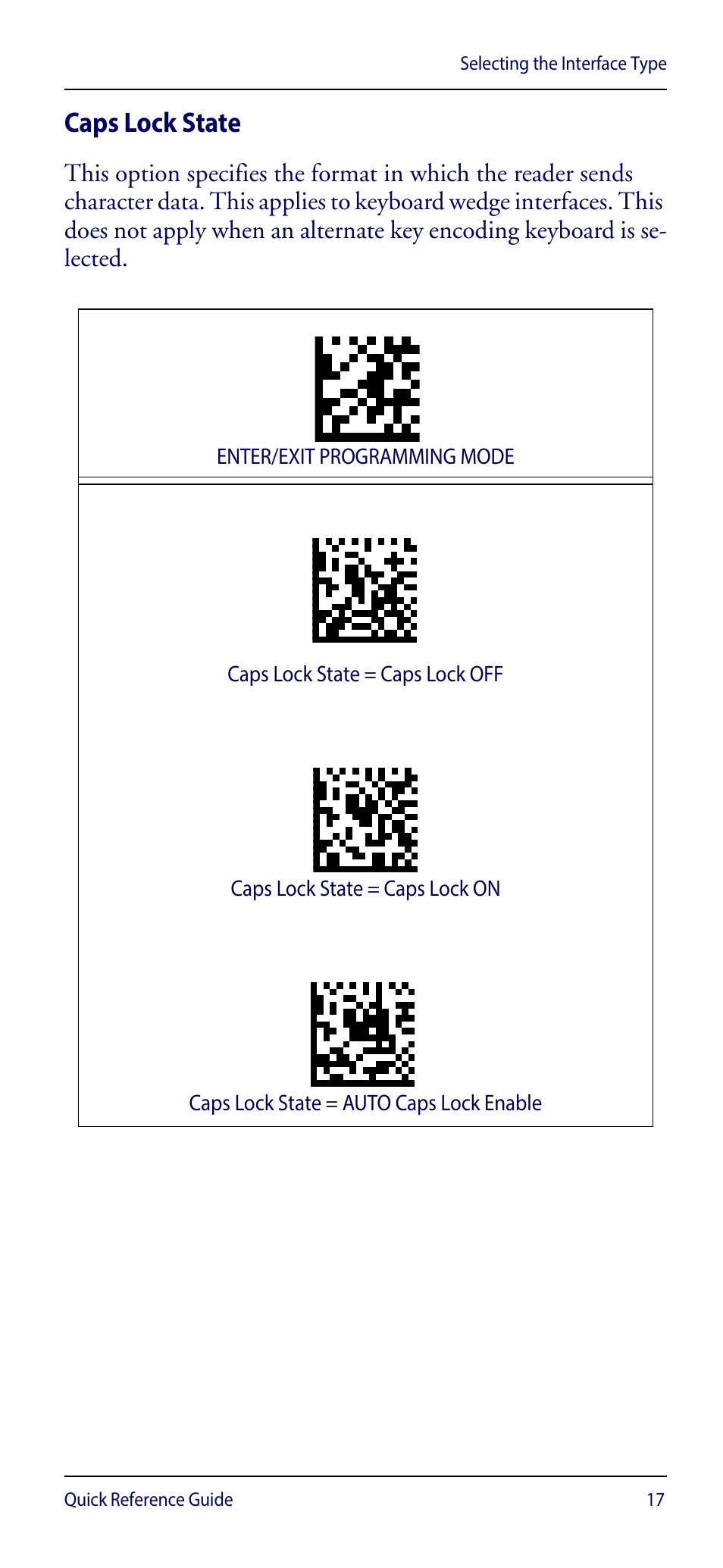 Caps lock state | Wasp Barcode WDI4600 2D Quick Reference Guide User Manual | Page 21 / 48