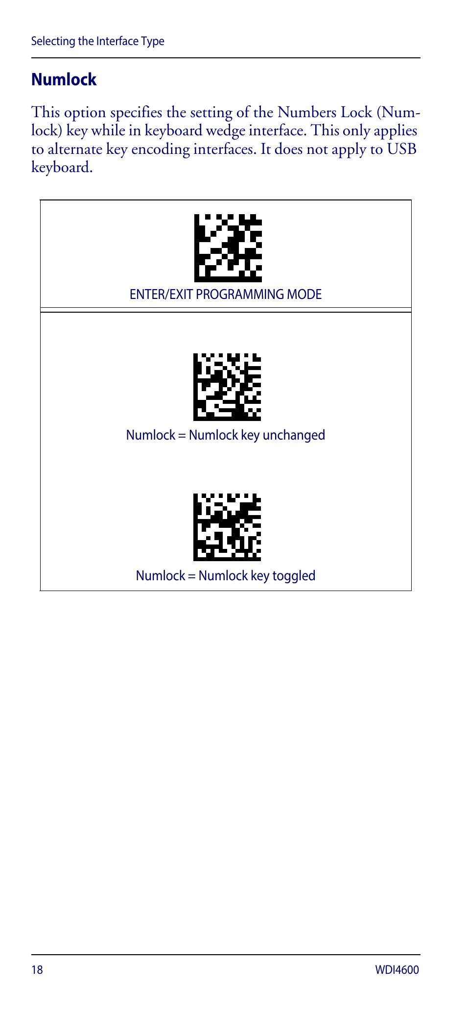 Numlock | Wasp Barcode WDI4600 2D Quick Reference Guide User Manual | Page 22 / 48