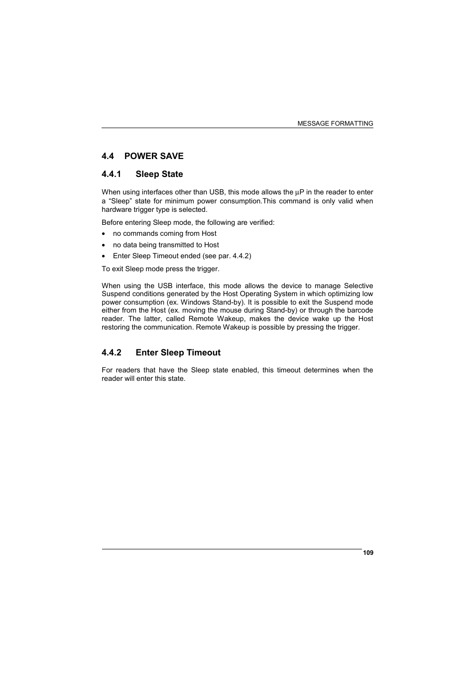 Power save, Sleep state, Enter sleep timeout | Wasp Barcode WLS8600 Product Reference Guide User Manual | Page 115 / 144