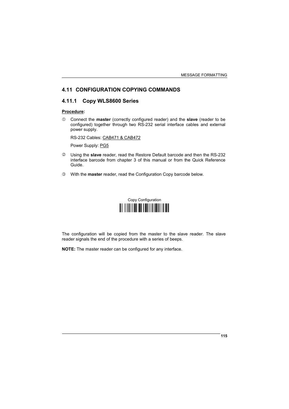 Configuration copying commands, Copy wls8600 series, Ì$+zz0$-*î | Wasp Barcode WLS8600 Product Reference Guide User Manual | Page 121 / 144