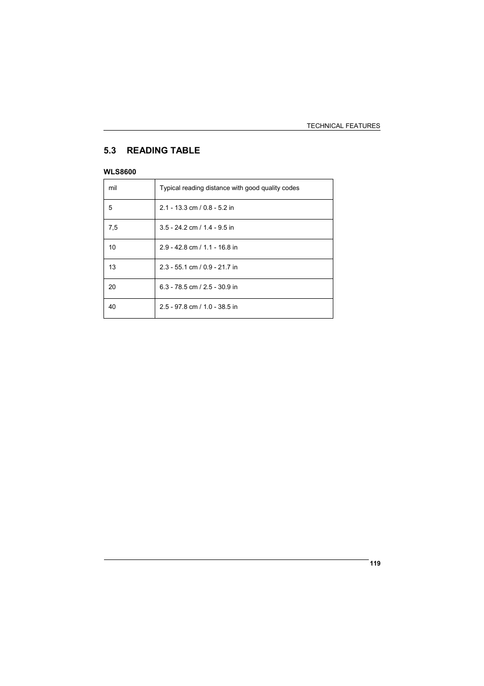 Reading tables, 3 reading table | Wasp Barcode WLS8600 Product Reference Guide User Manual | Page 125 / 144