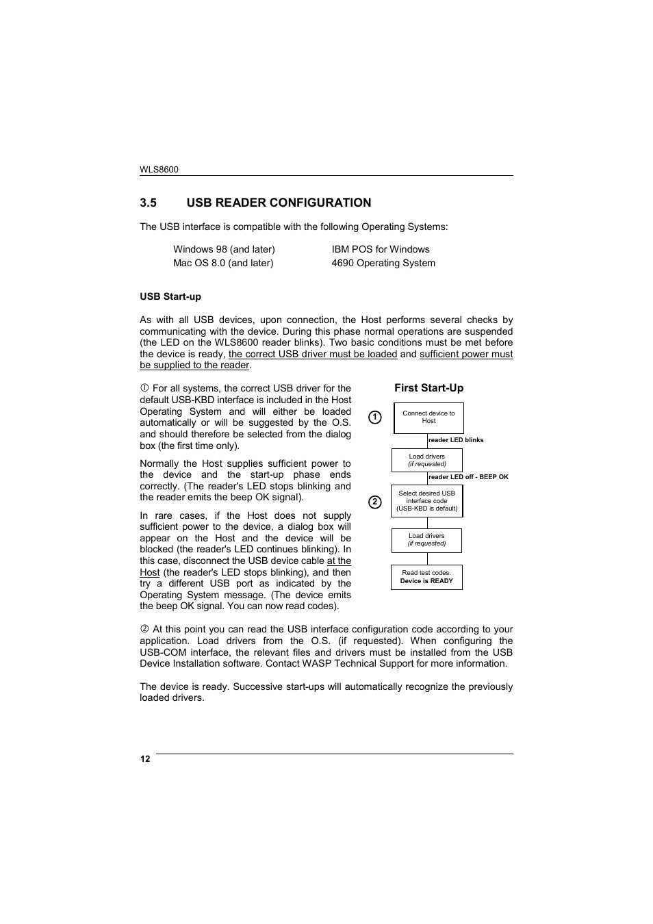 Usb reader configuration, 5 usb reader configuration | Wasp Barcode WLS8600 Product Reference Guide User Manual | Page 18 / 144