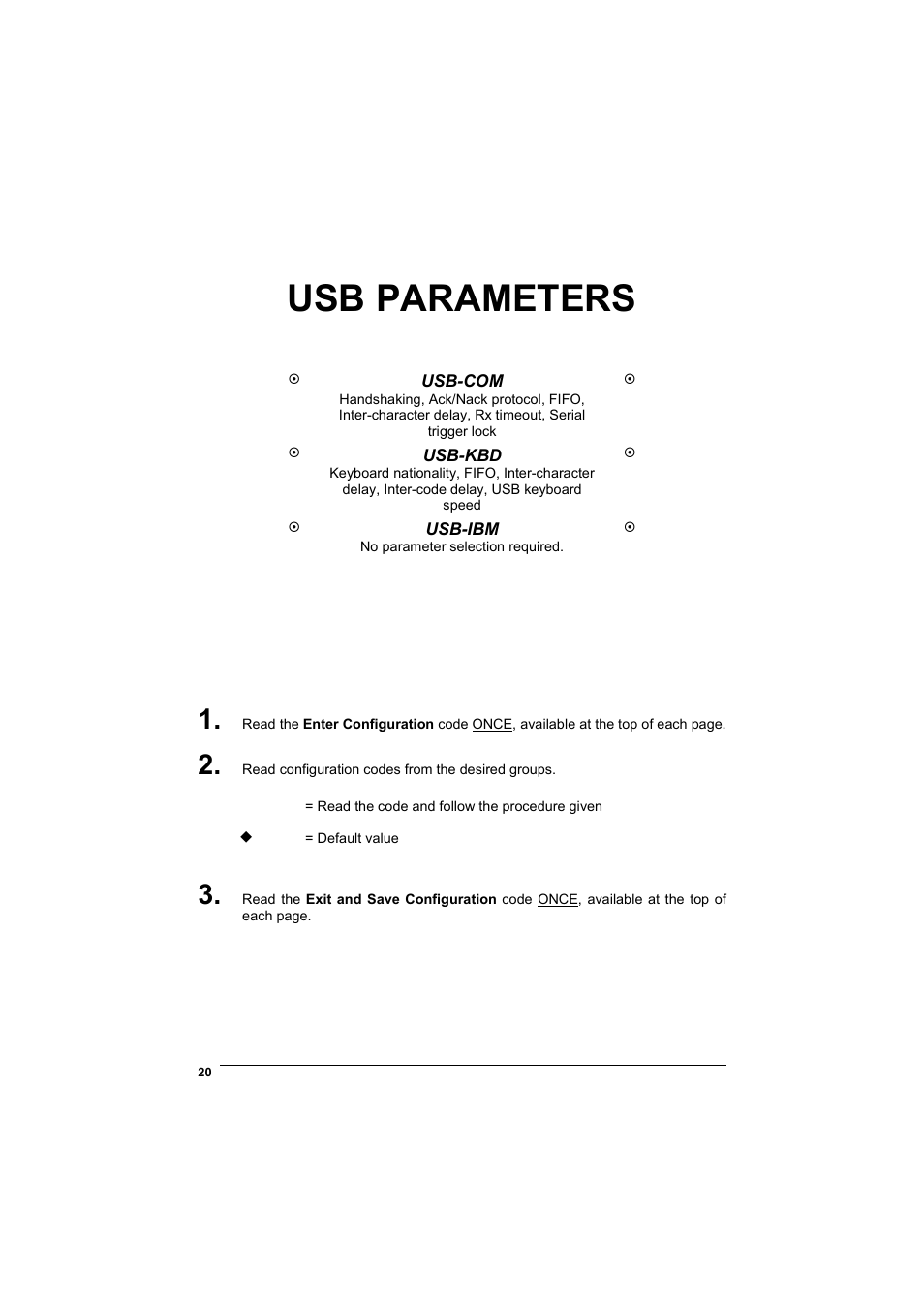 Usb parameters | Wasp Barcode WLS8600 Product Reference Guide User Manual | Page 26 / 144