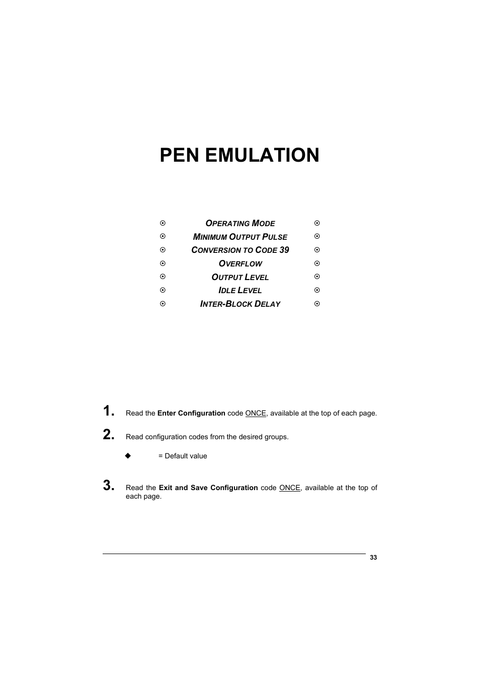 Pen emulation | Wasp Barcode WLS8600 Product Reference Guide User Manual | Page 39 / 144